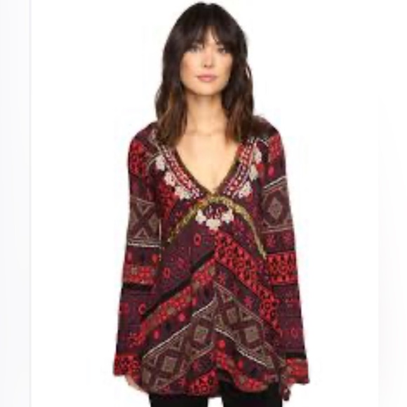 TUNIC - Women's Free People Multicolored Abstract Prism Patterned Tunic. Size S - Picture 2 of 16